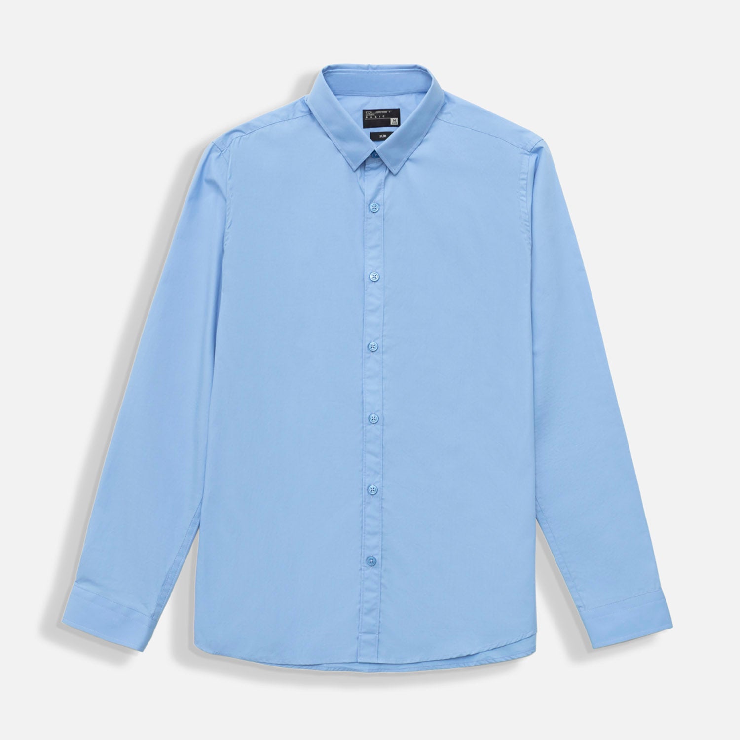 CAMISA MANGA LARGA COLOR AZUL MEDIO