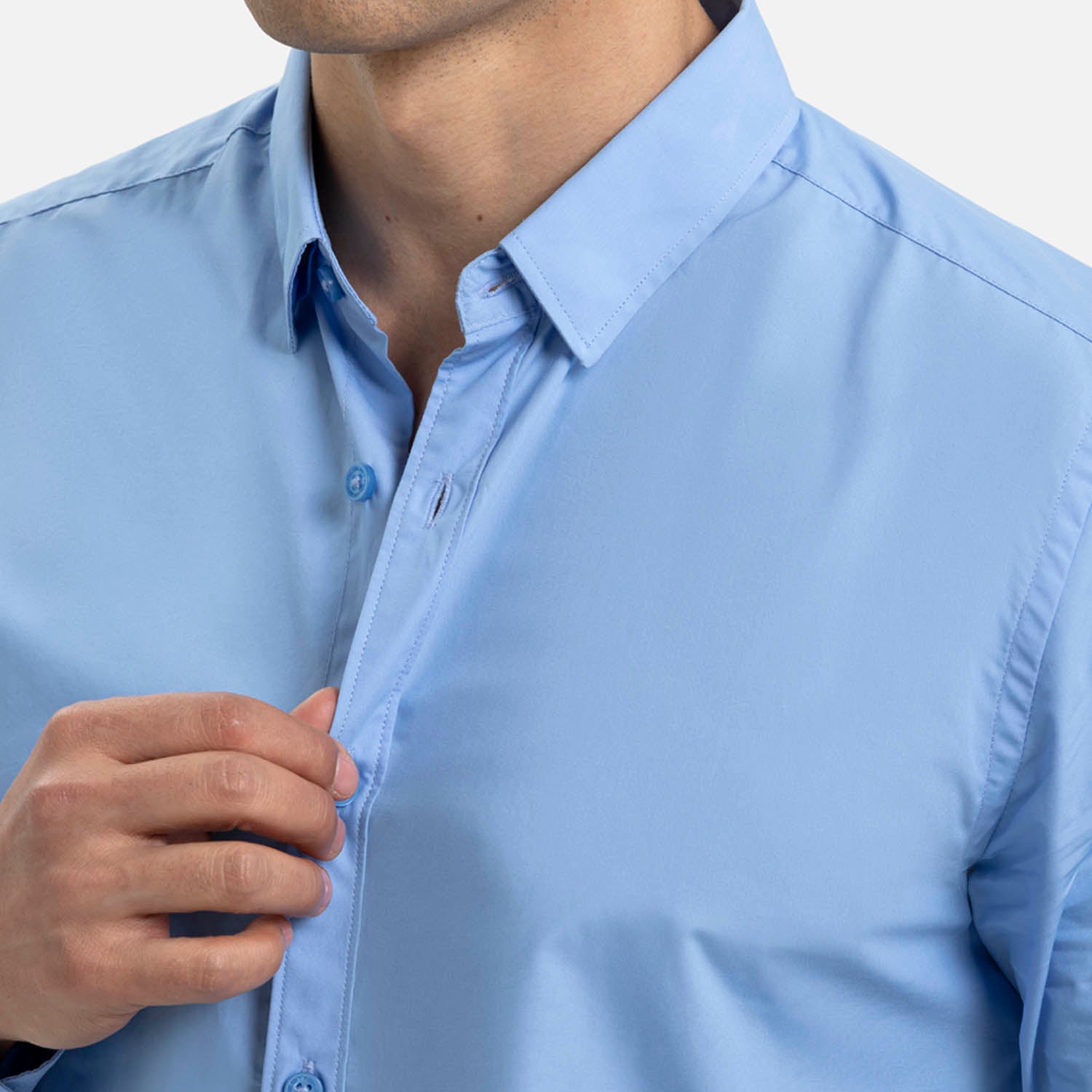 CAMISA MANGA LARGA COLOR AZUL MEDIO