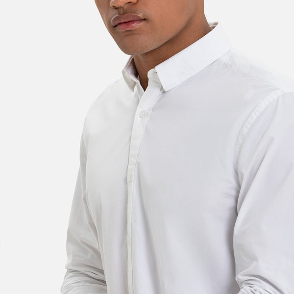 CAMISA MANGA LARGA COLOR BLANCO OPTICO