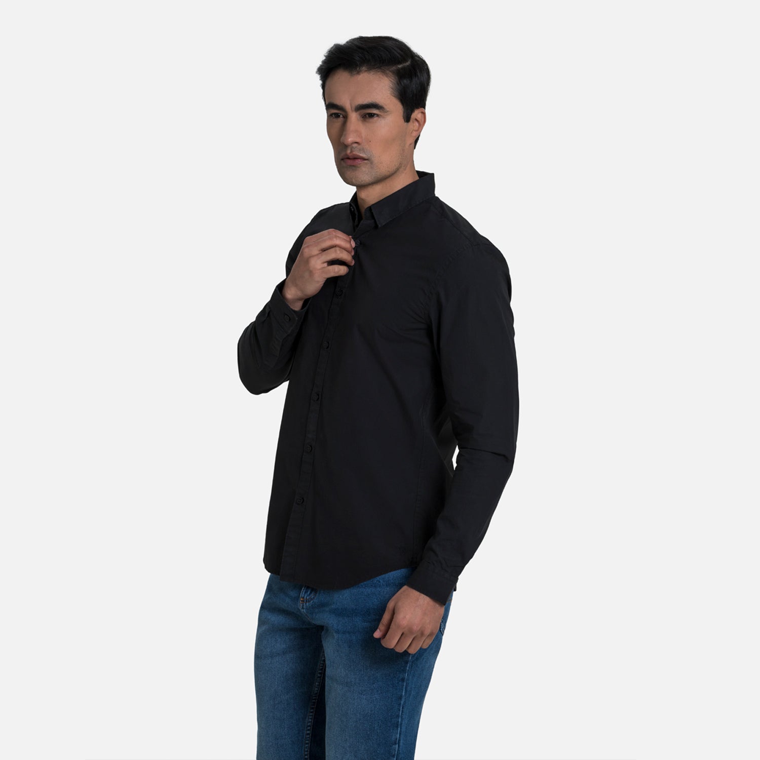CAMISA MANGA LARGA COLOR NEGRO