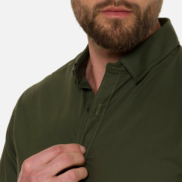 CAMISA MANGA LARGA COLOR VERDE MILITAR