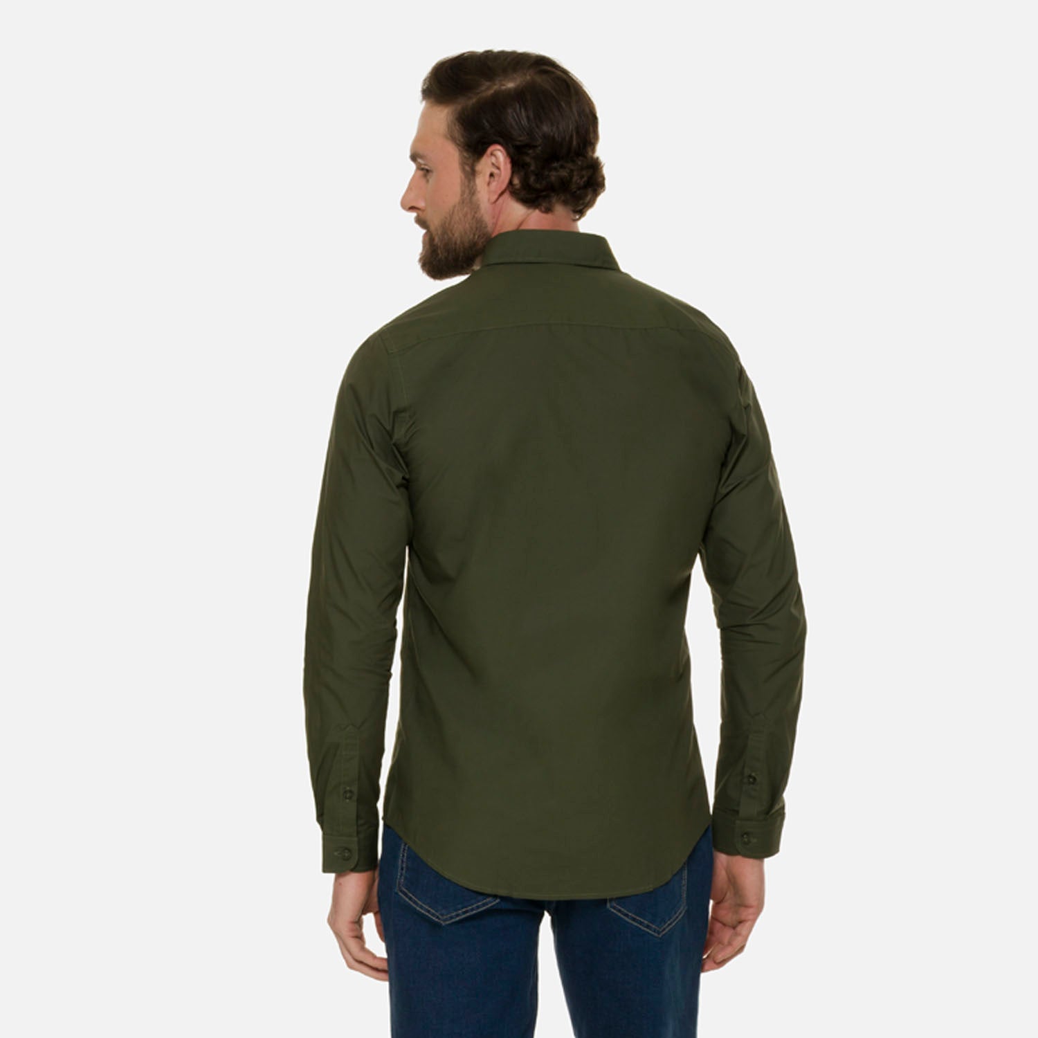 CAMISA MANGA LARGA COLOR VERDE MILITAR