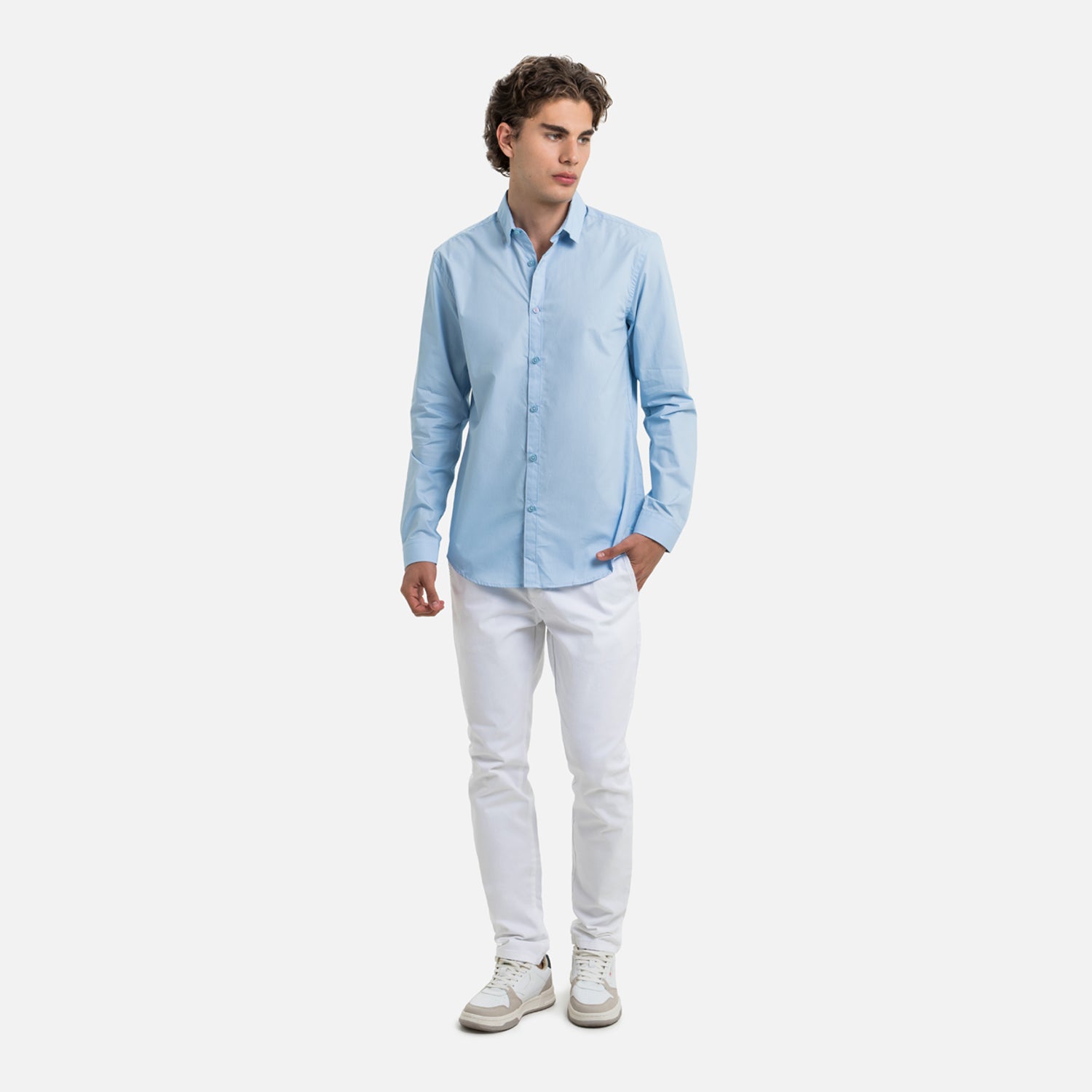 CAMISA MANGA LARGA COLOR AZUL CLARO