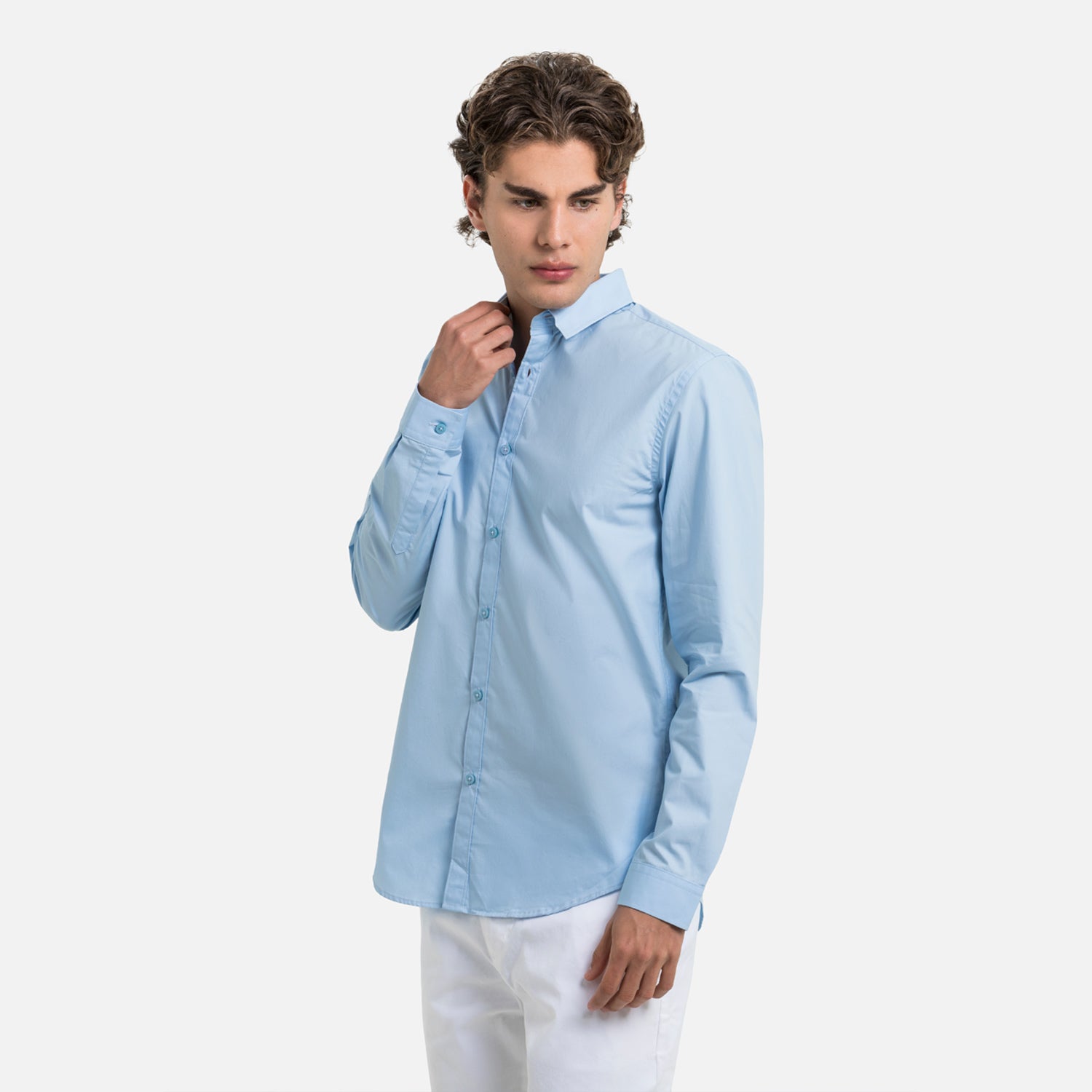 CAMISA MANGA LARGA COLOR AZUL CLARO