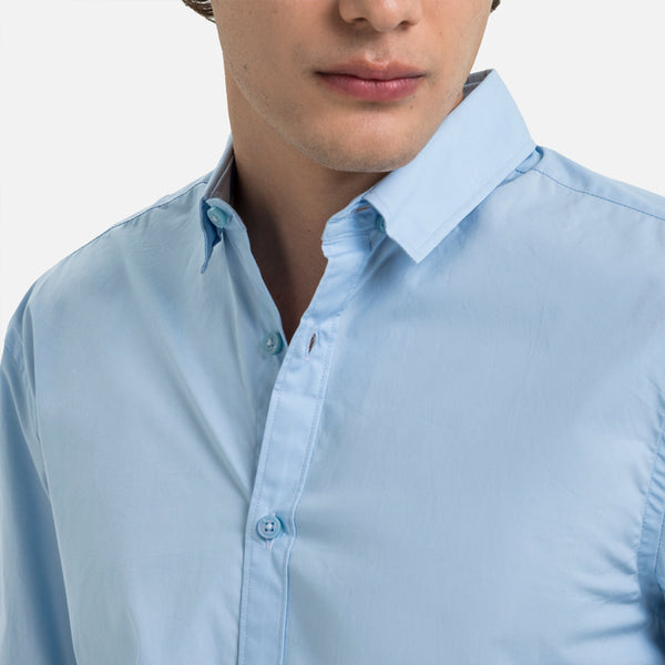 CAMISA MANGA LARGA COLOR AZUL CLARO