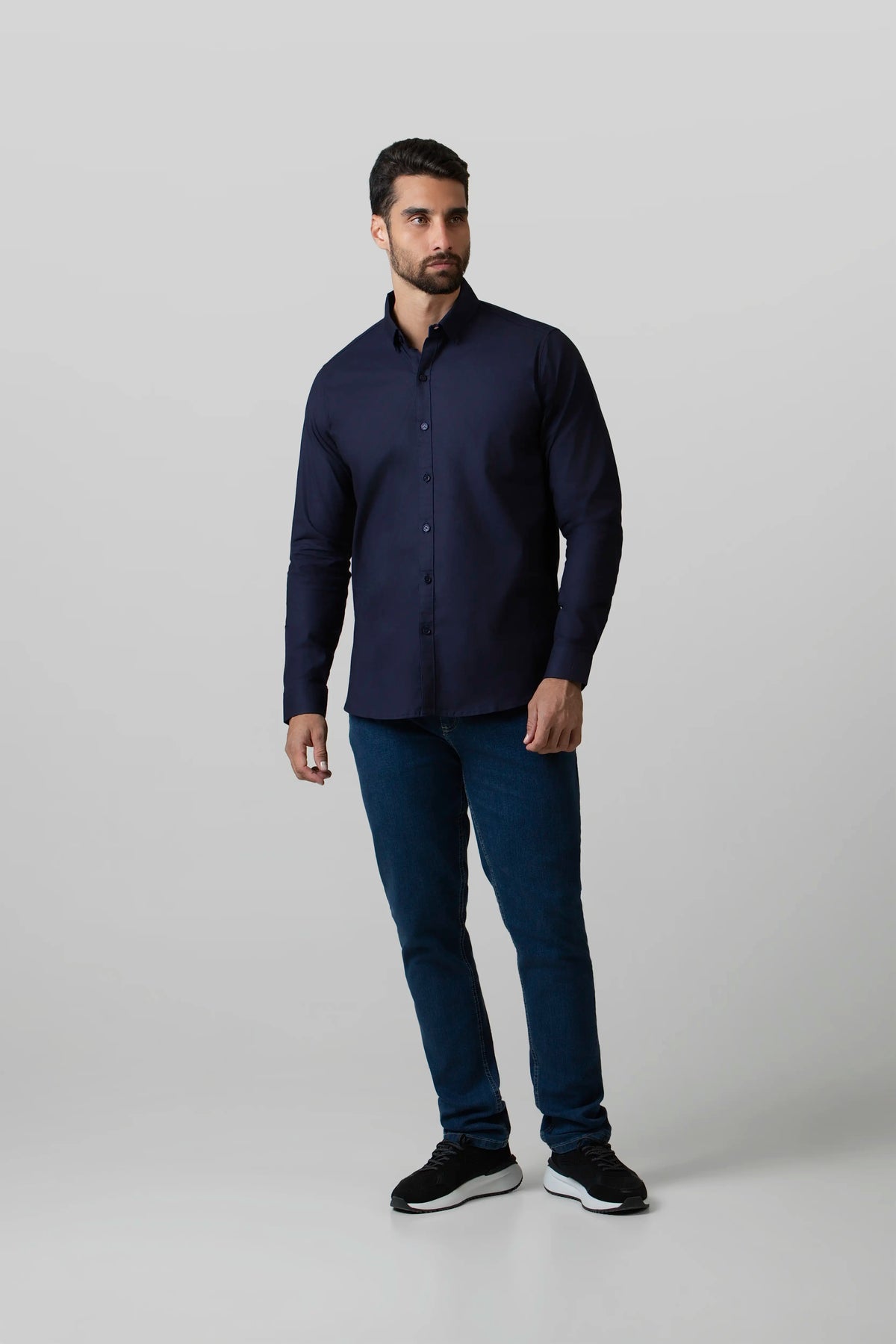 CAMISA MANGA LARGA COLOR AZUL OSCURO