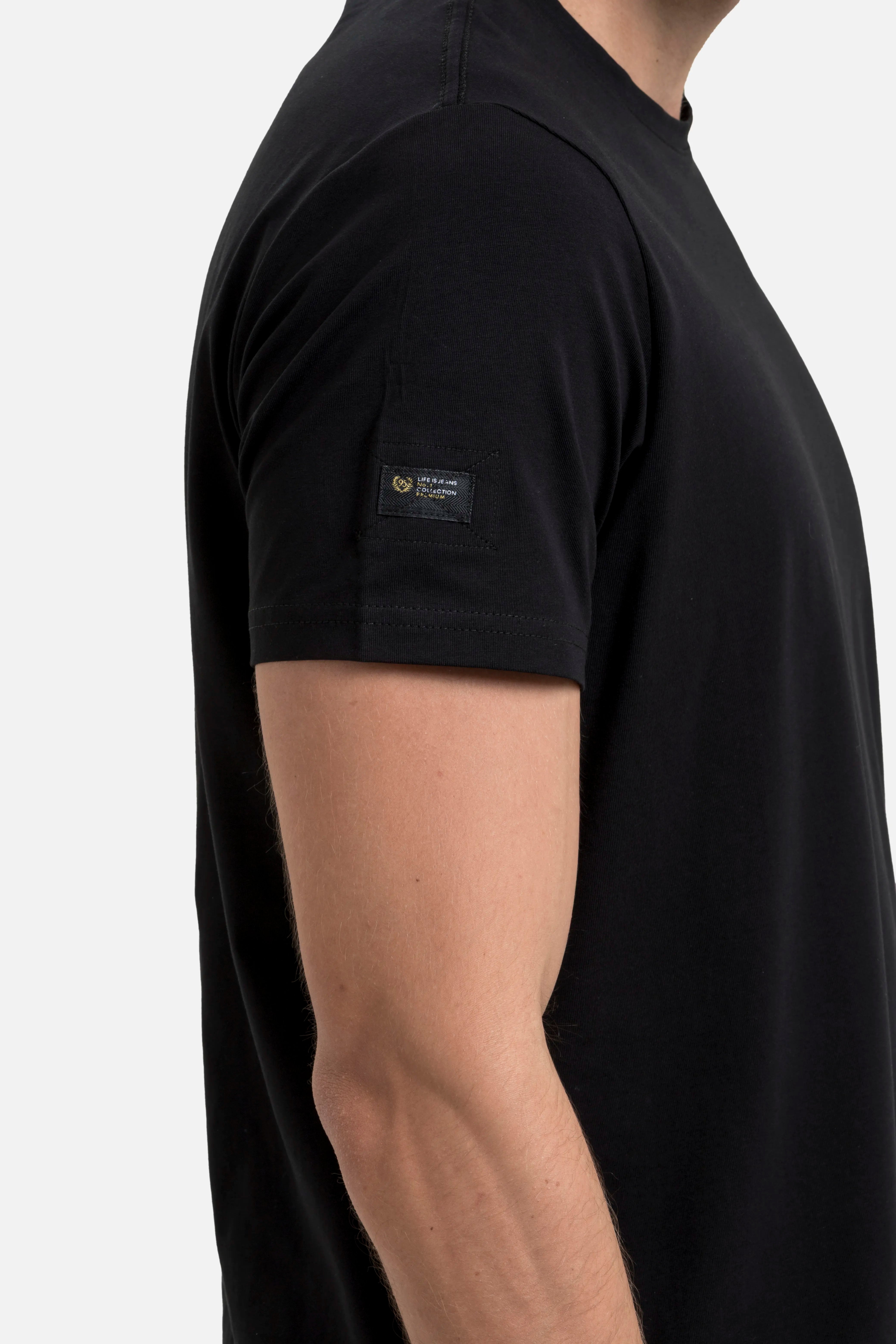 CAMISETA SLIM MANGA CORTA COLOR NEGRO