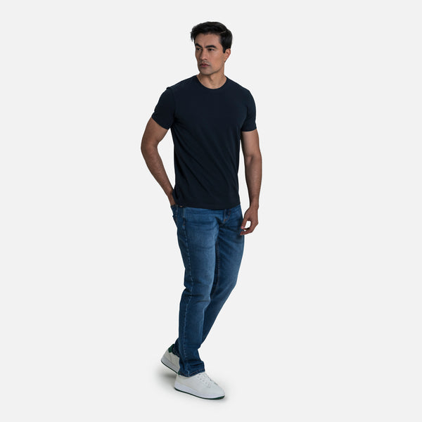 CAMISETA SLIM MANGA CORTA COLOR AZUL OSCURO