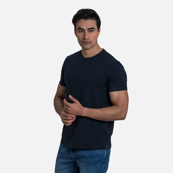 CAMISETA SLIM MANGA CORTA COLOR AZUL OSCURO