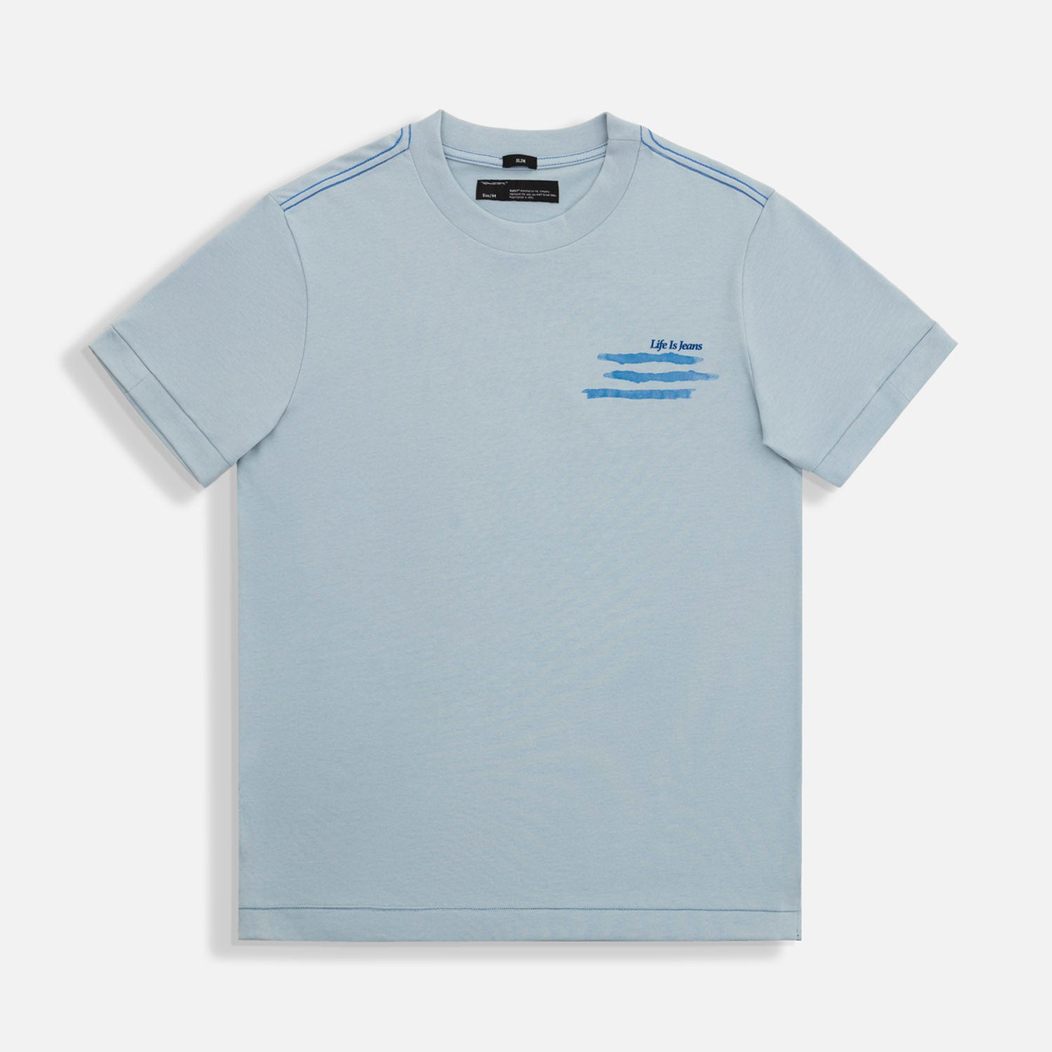 CAMISETA MANGA CORTA COLOR AZUL NIEBLA