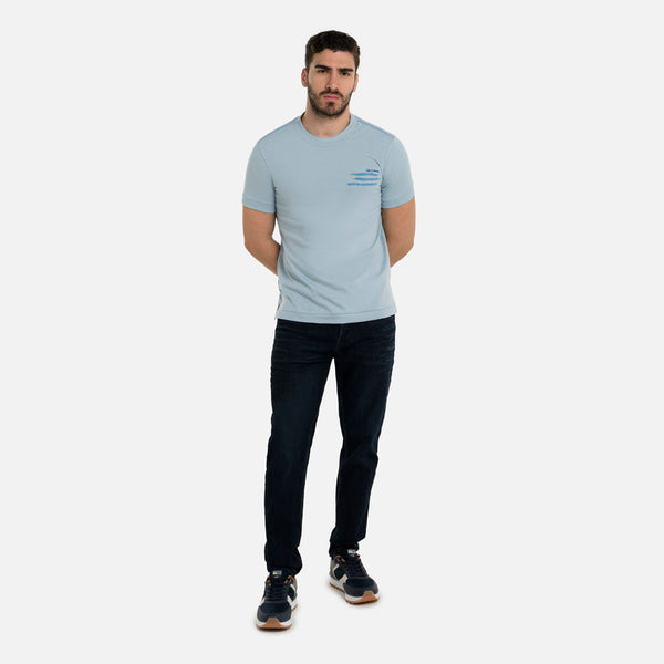 CAMISETA MANGA CORTA COLOR AZUL NIEBLA