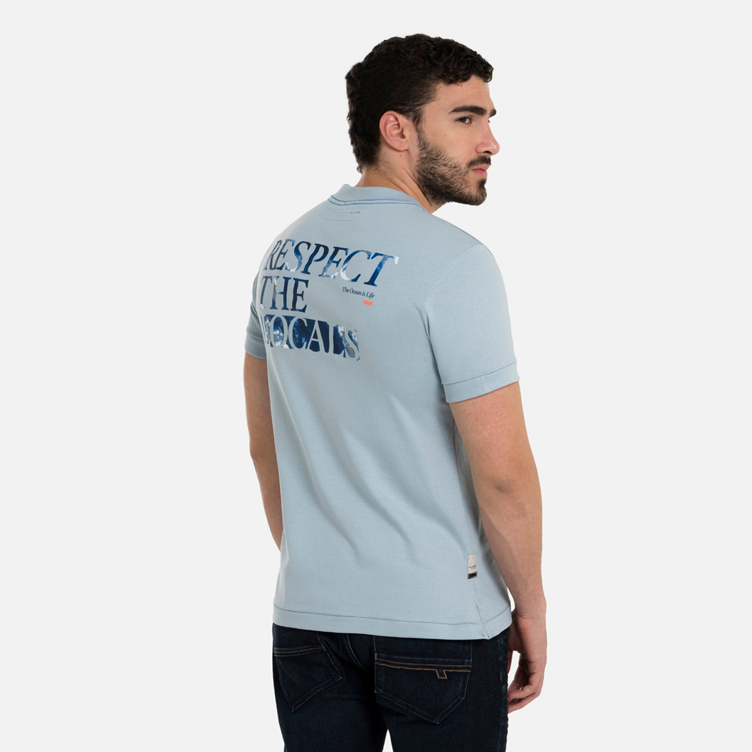 CAMISETA MANGA CORTA COLOR AZUL NIEBLA
