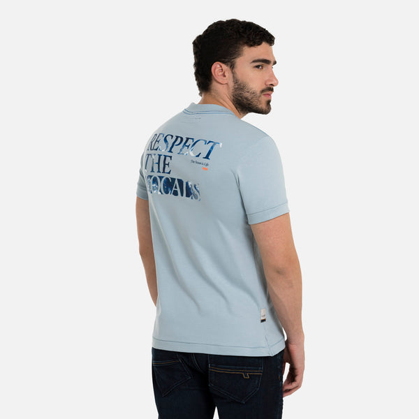 CAMISETA MANGA CORTA COLOR AZUL NIEBLA