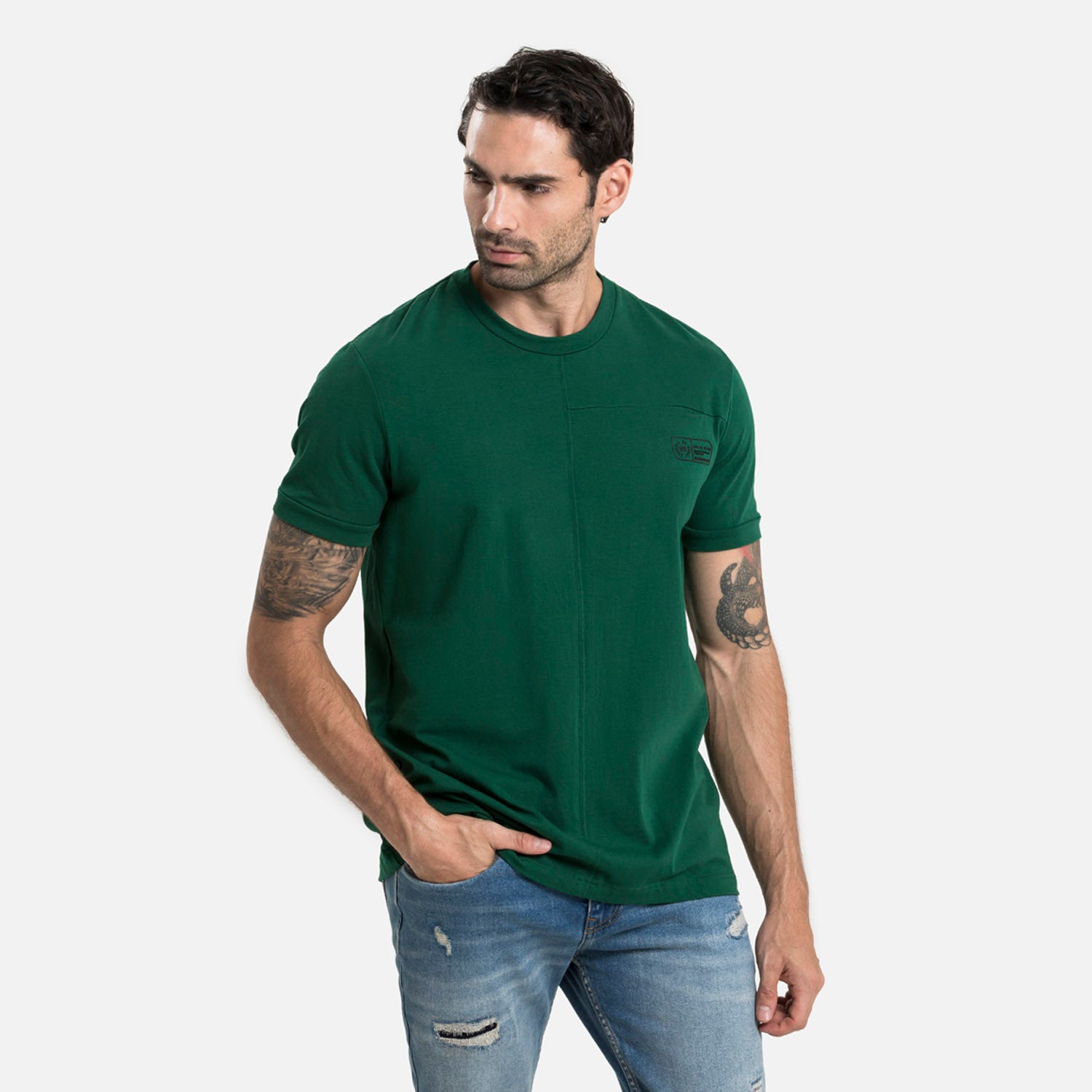 CAMISETA MANGA CORTA COLOR VERDE PRADERA