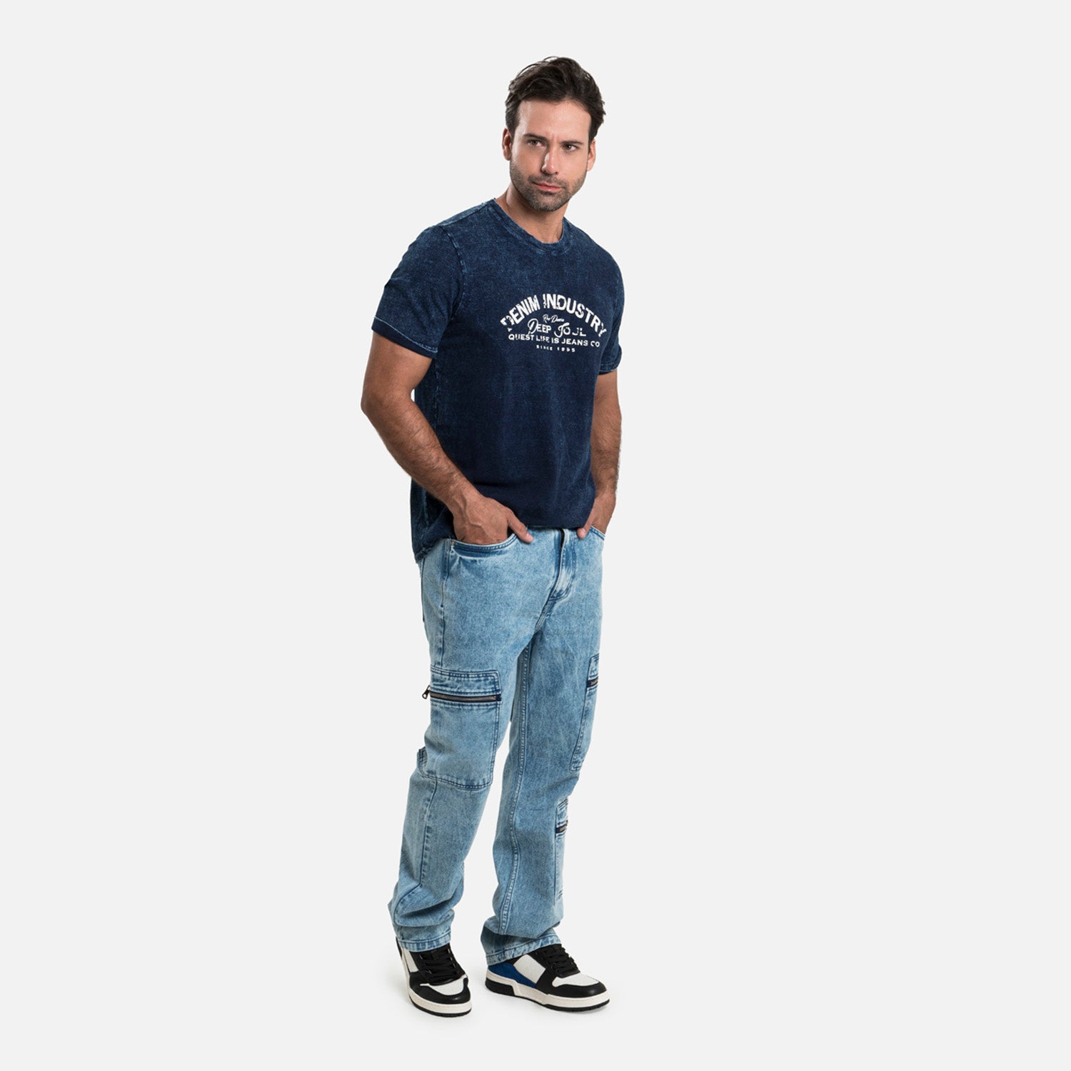 CAMISETA MANGA CORTA COLOR AZUL INDIGO