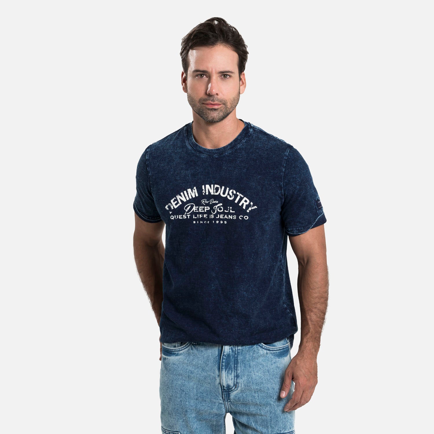 CAMISETA MANGA CORTA COLOR AZUL INDIGO