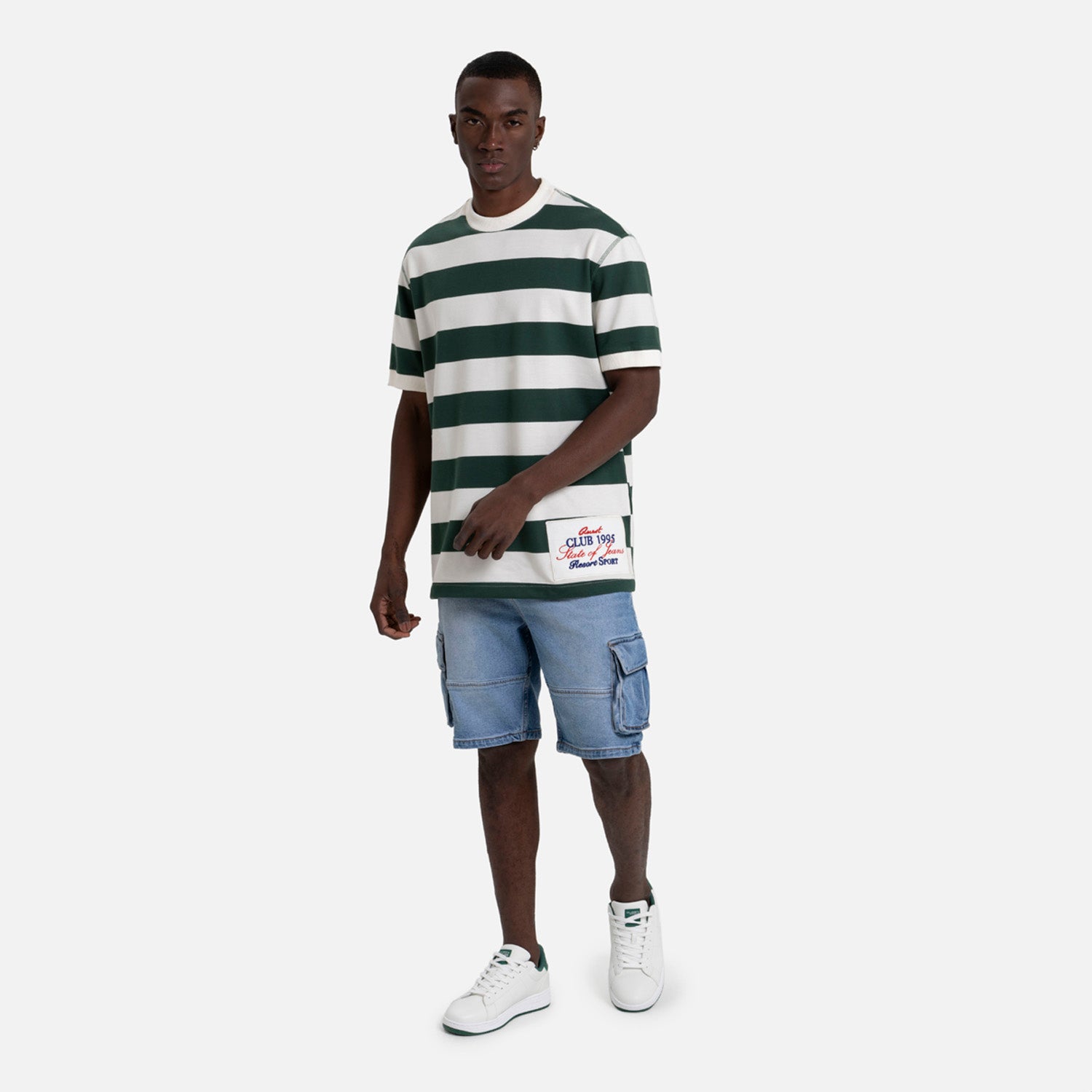 CAMISETA MANGA CORTA COLOR VERDE TENIS-IVORY MARFIL