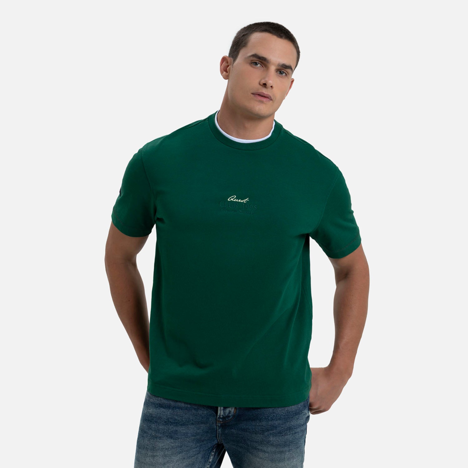 CAMISETA MANGA CORTA COLOR VERDE PRADERA