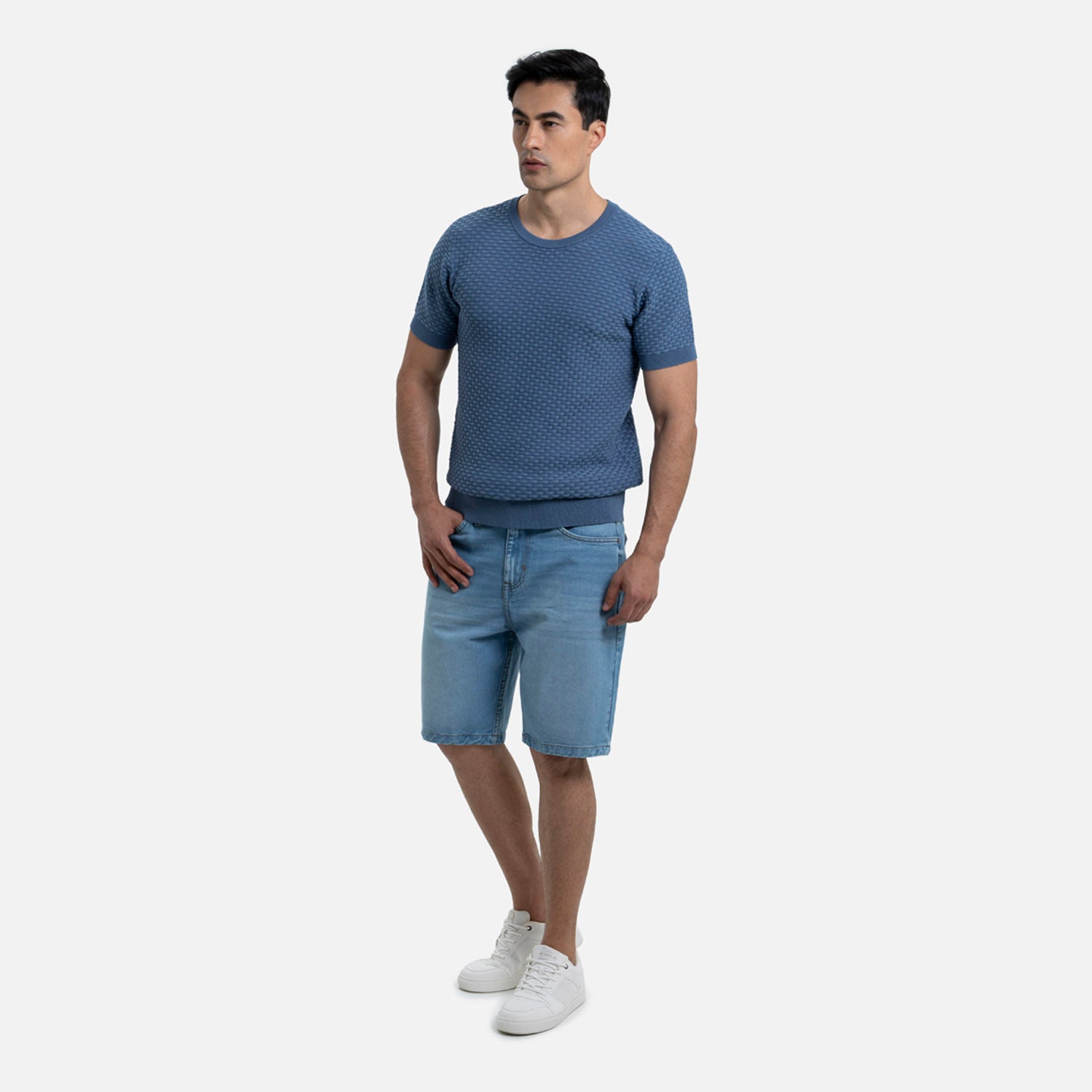 CAMISETA MANGA CORTA COLOR AZUL INDIGO