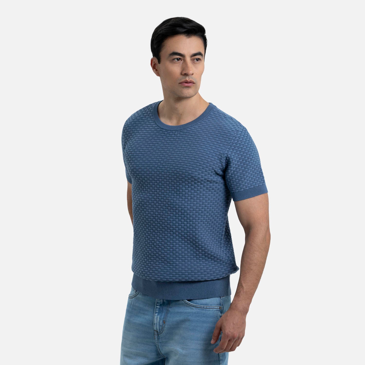 CAMISETA MANGA CORTA COLOR AZUL INDIGO