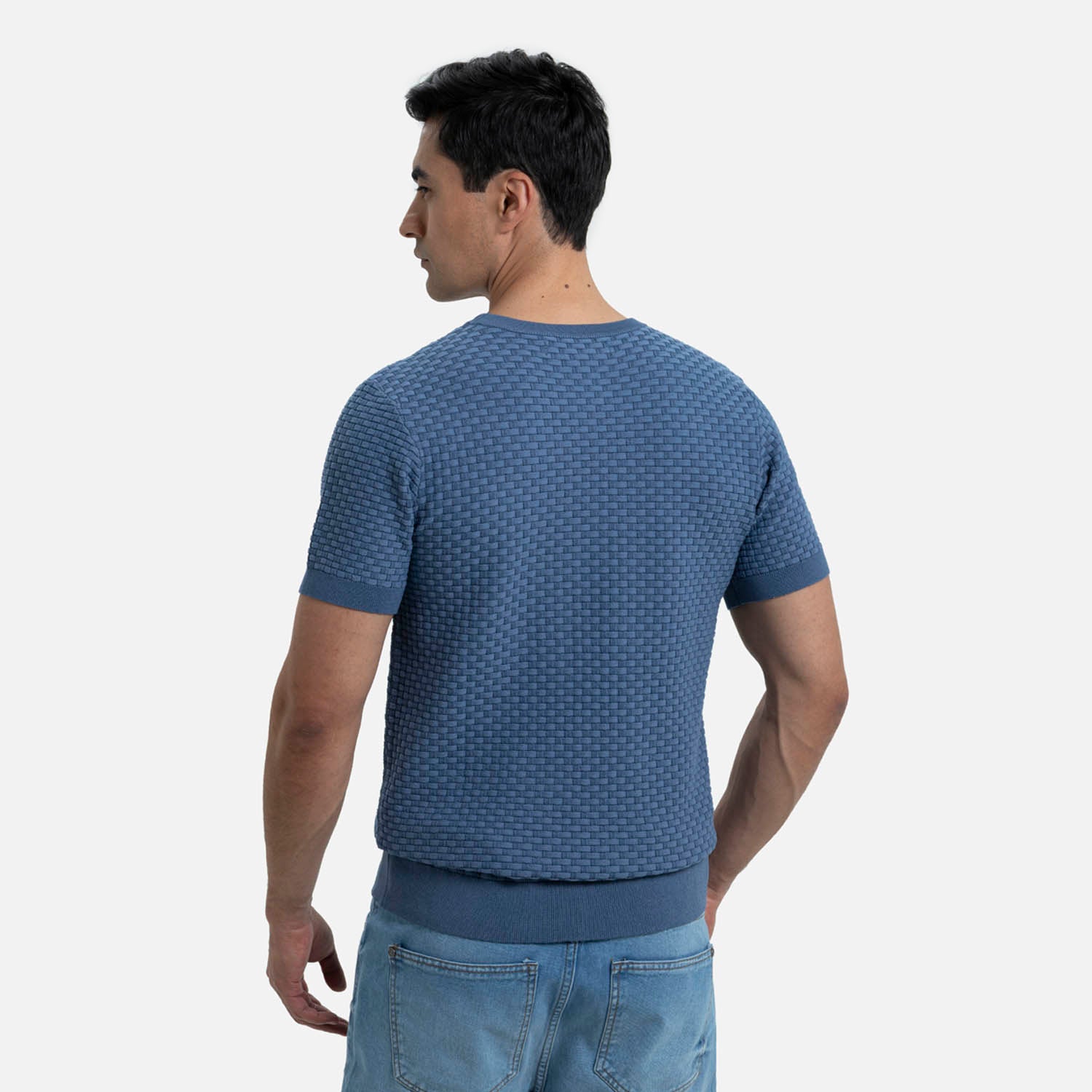 CAMISETA MANGA CORTA COLOR AZUL INDIGO