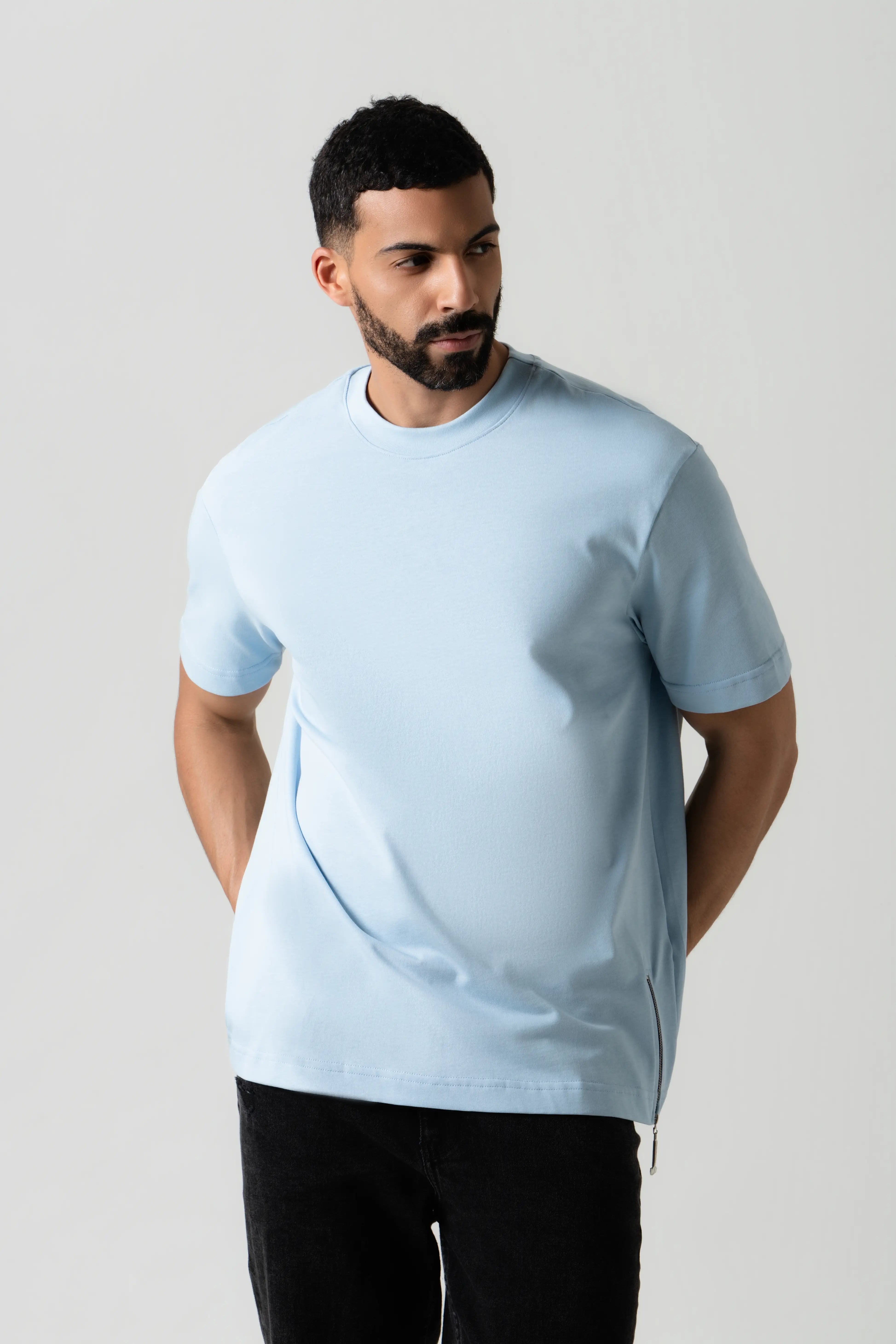 CAMISETA MANGA CORTA COLOR AZUL CHAMBRAY