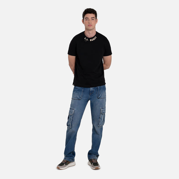 CAMISETA MANGA CORTA COLOR NEGRO