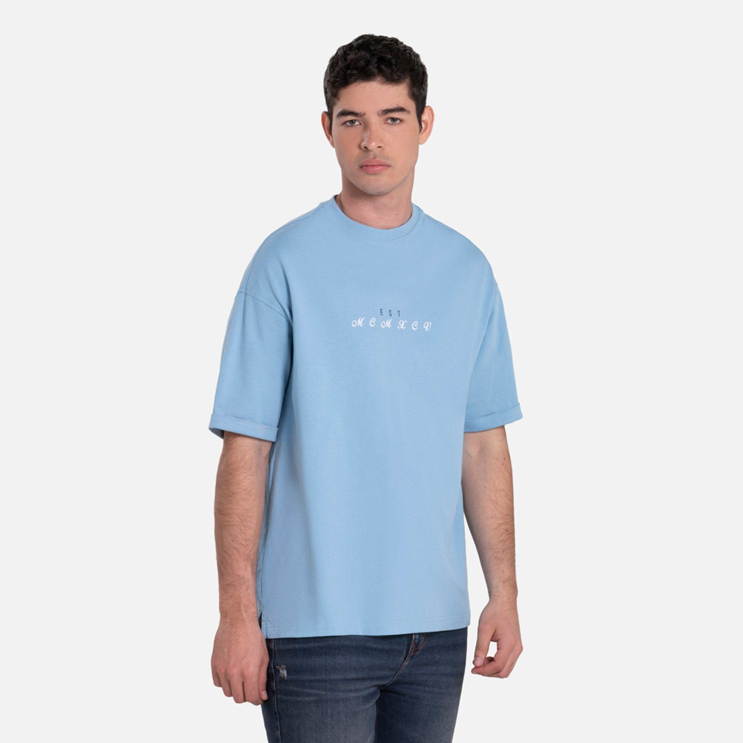 CAMISETA MANGA CORTA COLOR AZUL GLACIAR