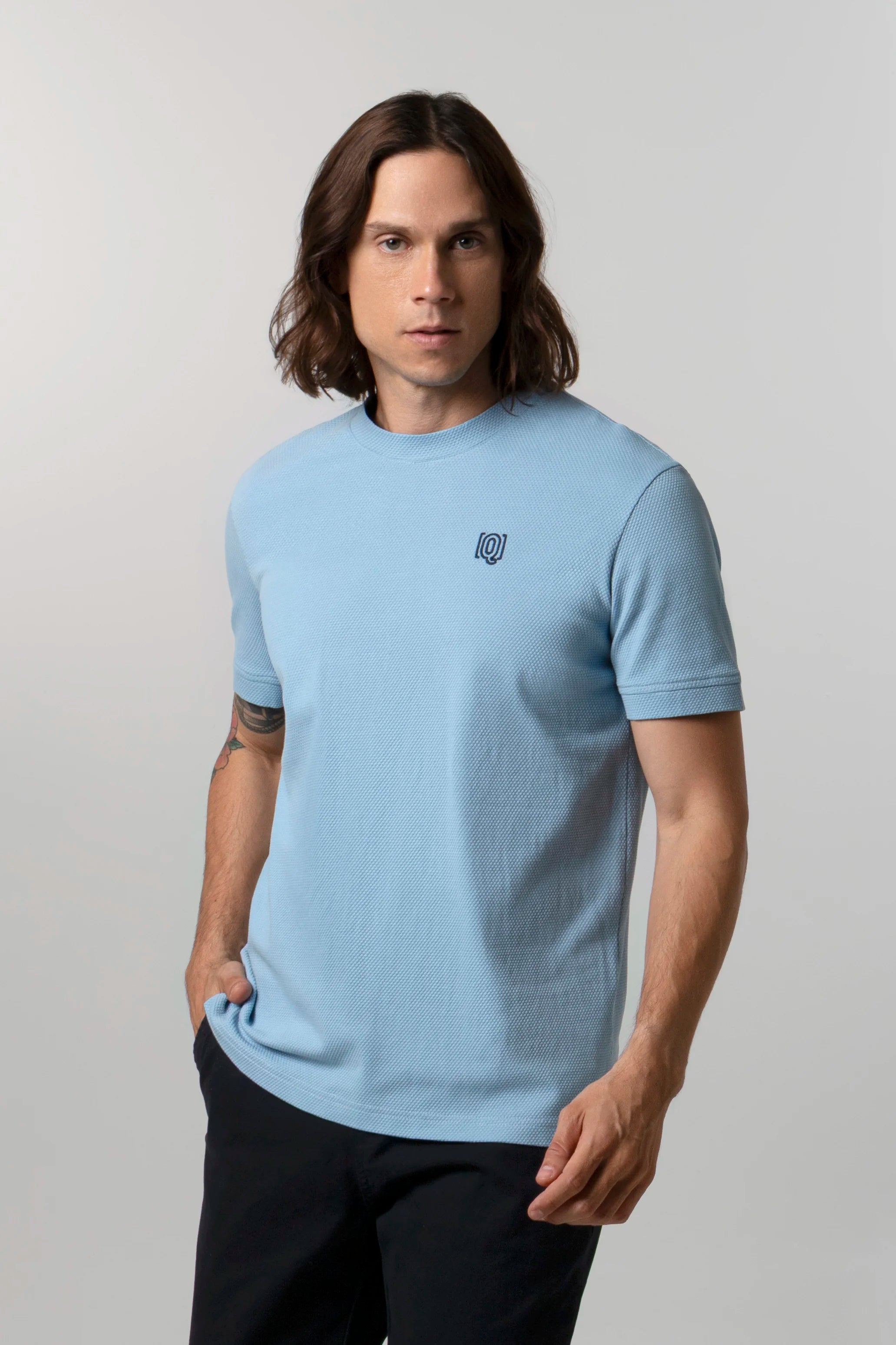 CAMISETA MANGA CORTA COLOR AZUL GLACIAR