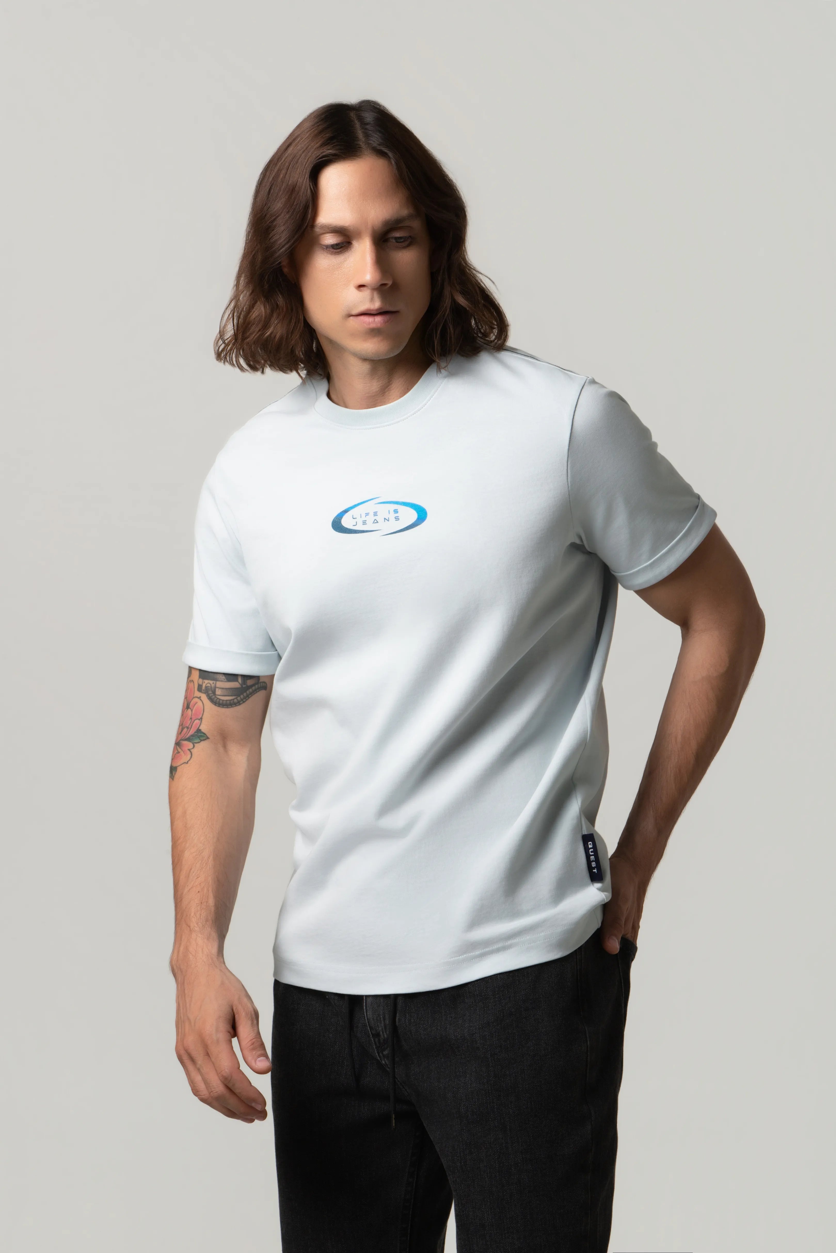 CAMISETA MANGA CORTA COLOR AZUL BALADA