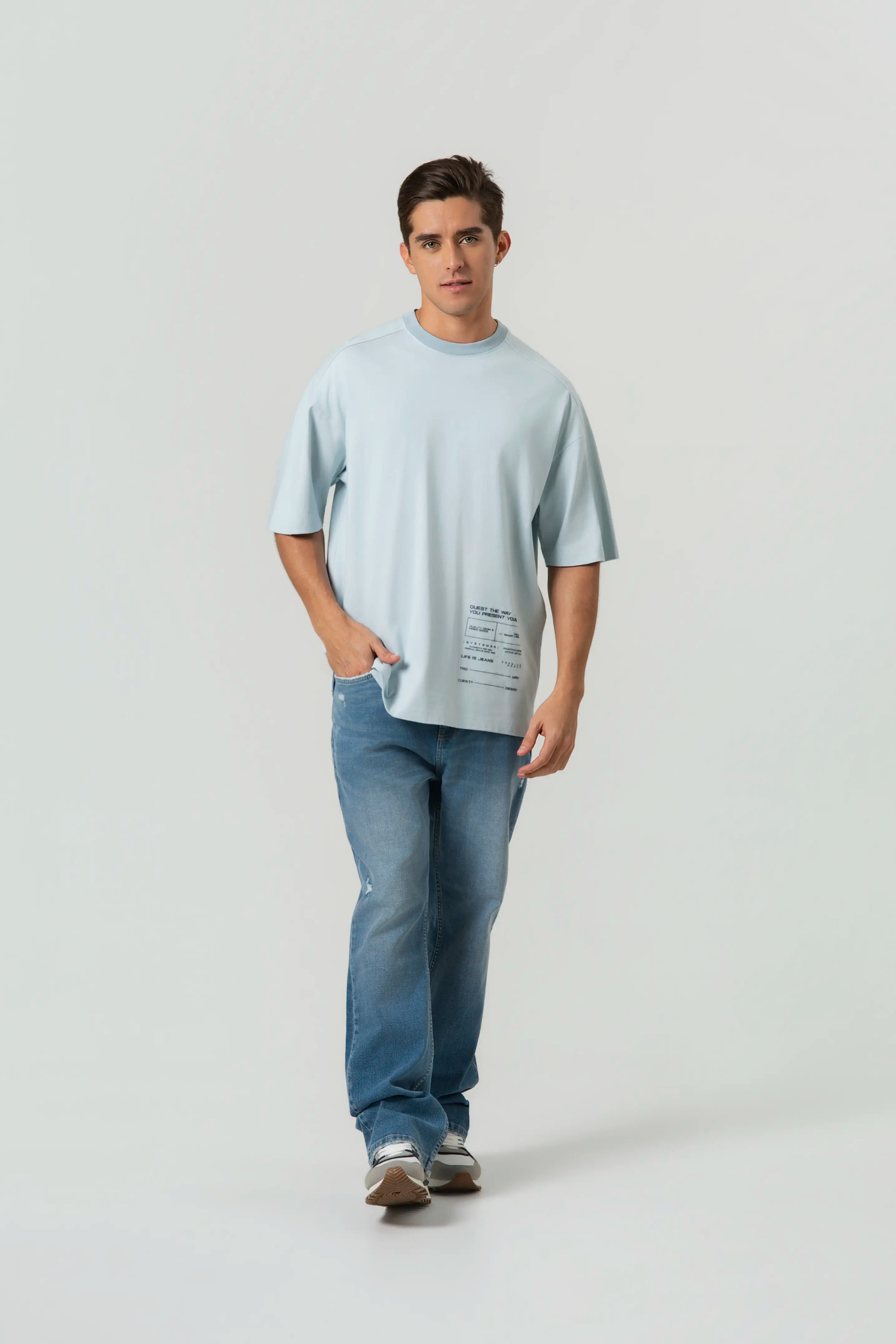 CAMISETA MANGA CORTA COLOR BABY BLUE