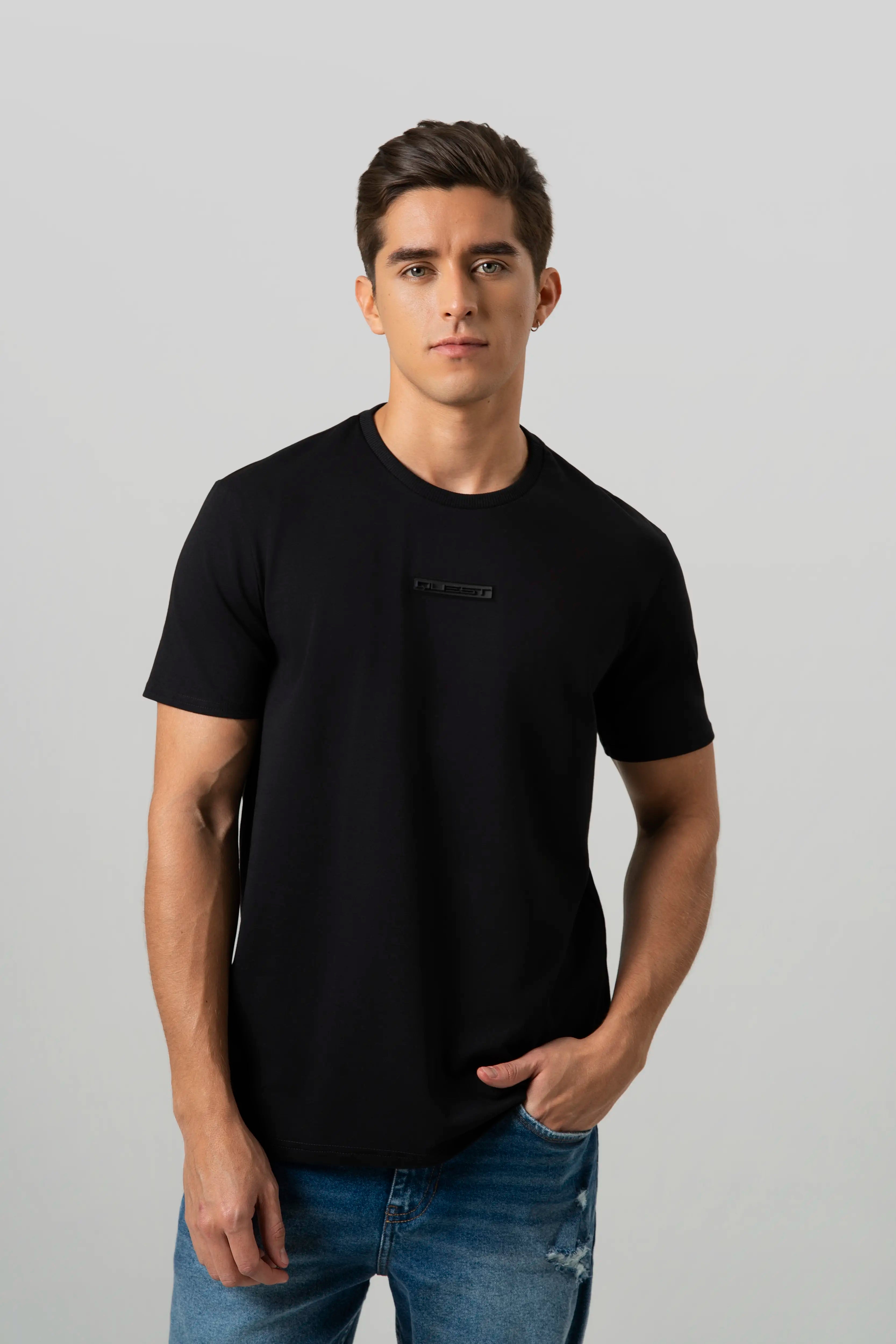CAMISETA MANGA CORTA COLOR NEGRO