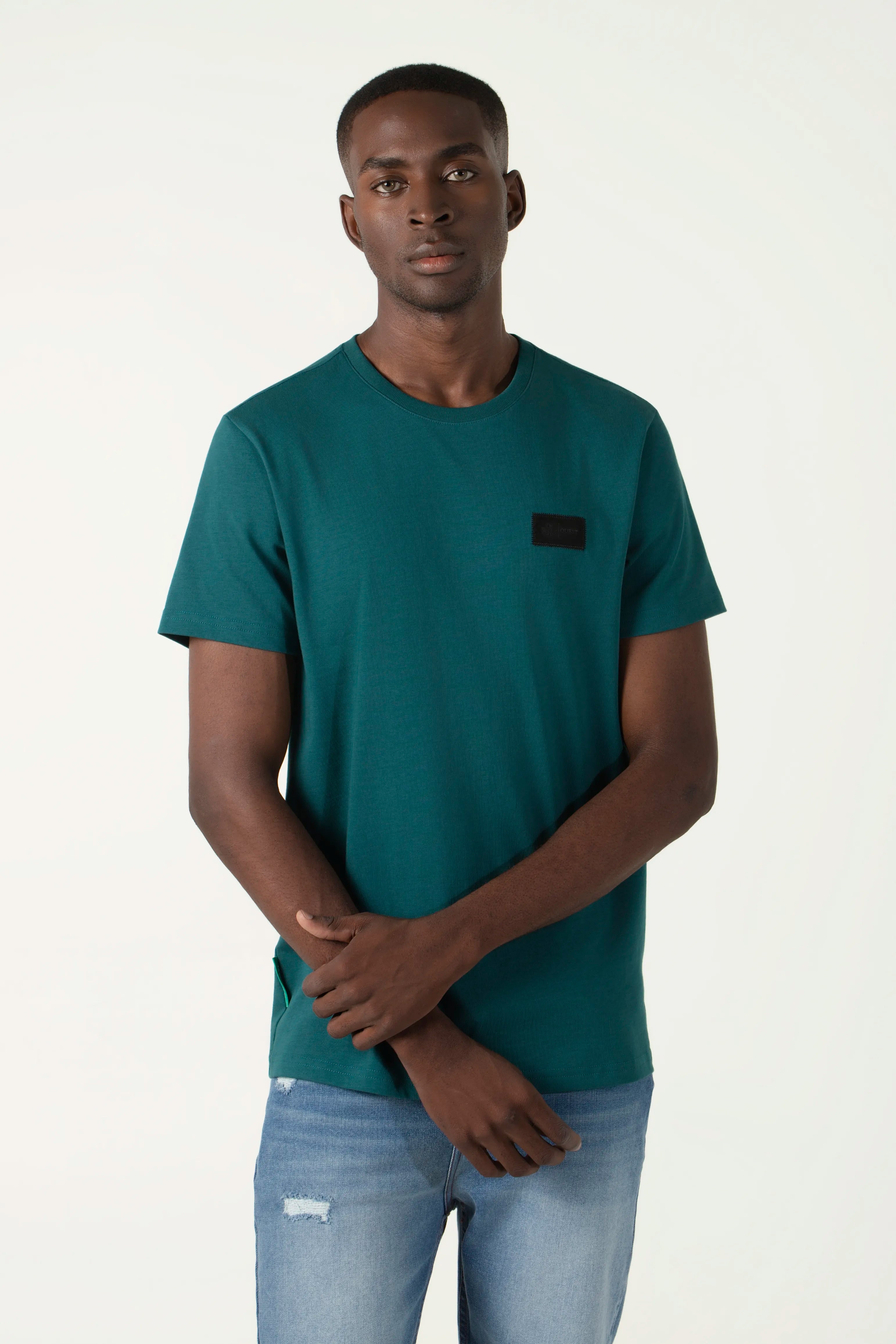 CAMISETA MANGA CORTA COLOR VERDE TEAL
