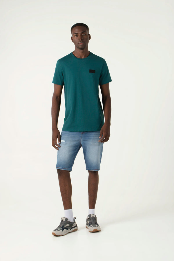 CAMISETA MANGA CORTA COLOR VERDE TEAL