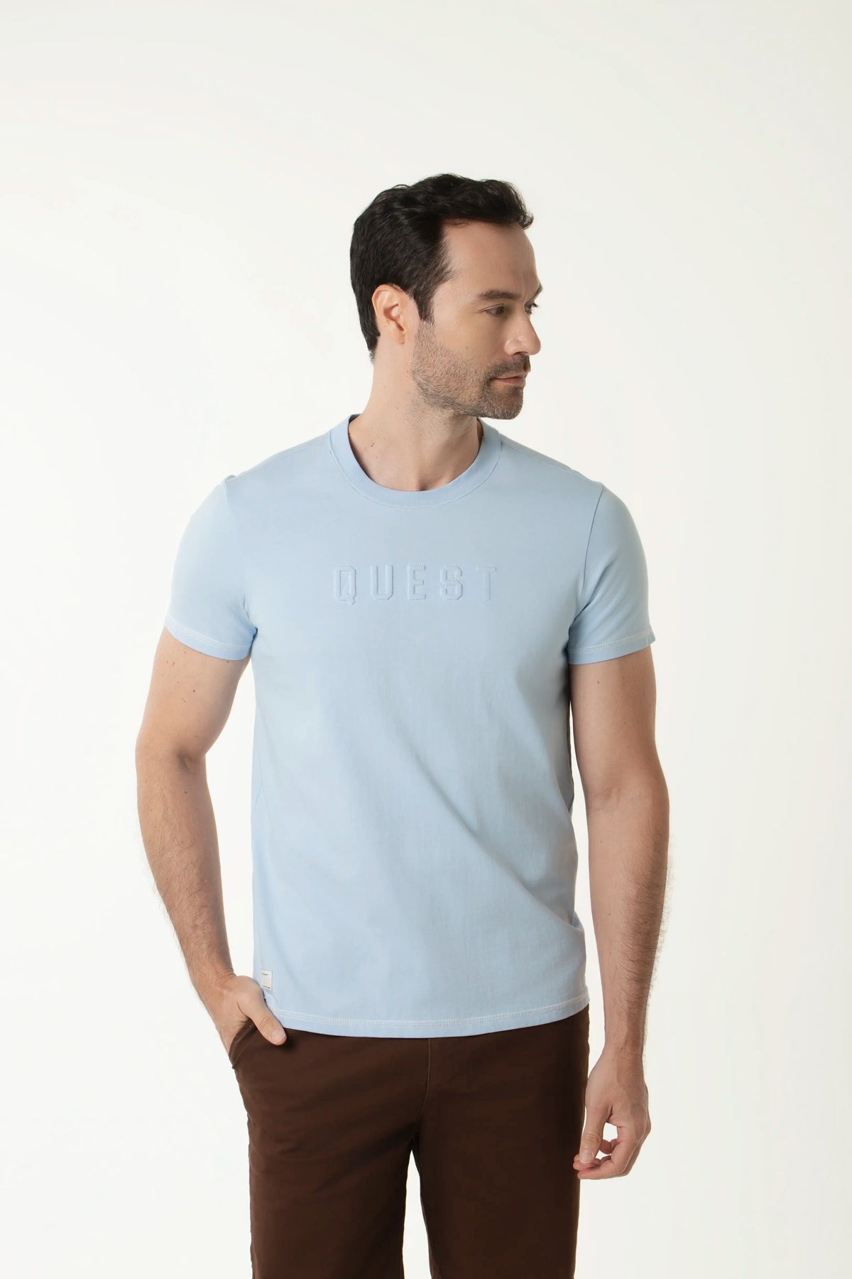 CAMISETA MANGA CORTA COLOR AZUL CHAMBRAY