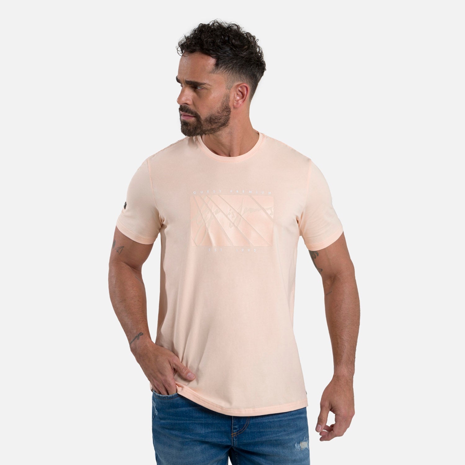 CAMISETA PREMIUM MANGA CORTA COLOR PEACH PARFAIT