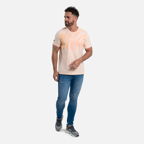 CAMISETA PREMIUM MANGA CORTA COLOR PEACH PARFAIT