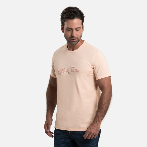 CAMISETA PREMIUM MANGA CORTA COLOR PEACH PARFAIT