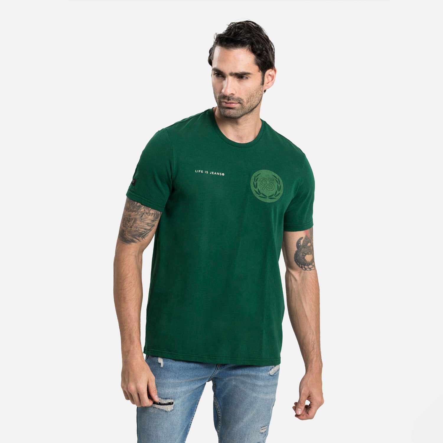 CAMISETA PREMIUM MANGA CORTA COLOR VERDE PRADERA