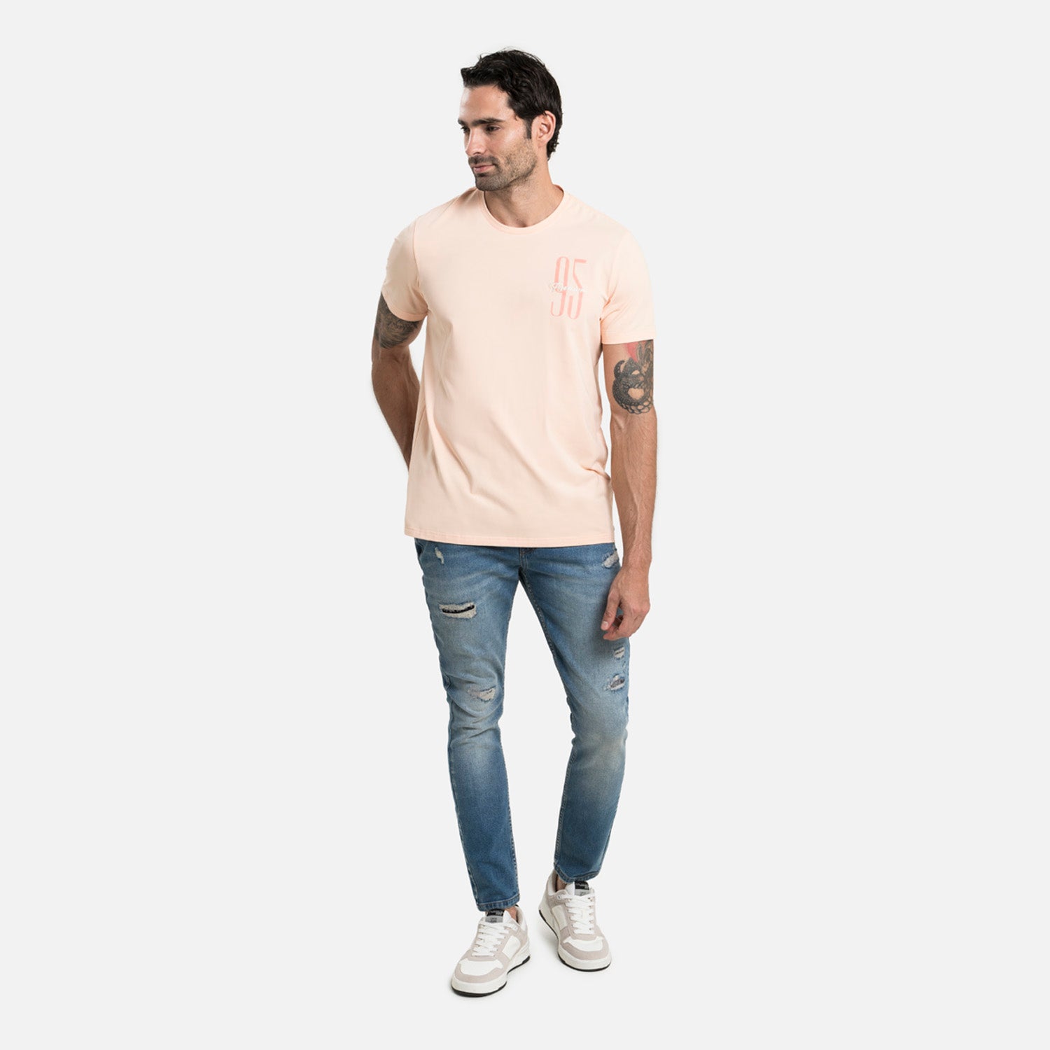 CAMISETA PREMIUM MANGA CORTA COLOR PEACH PARFAIT