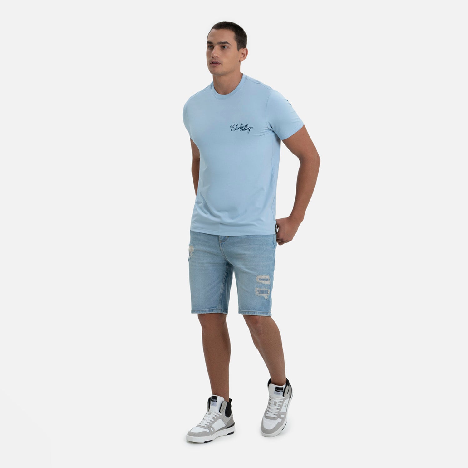 CAMISETA PREMIUM MANGA CORTA COLOR AZUL CHAMBRAY