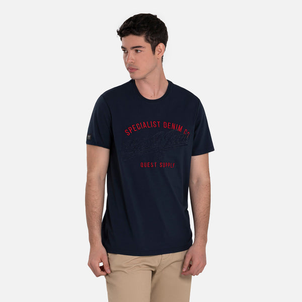 CAMISETA PREMIUM MANGA CORTA COLOR AZUL OSCURO – Quest Colombia