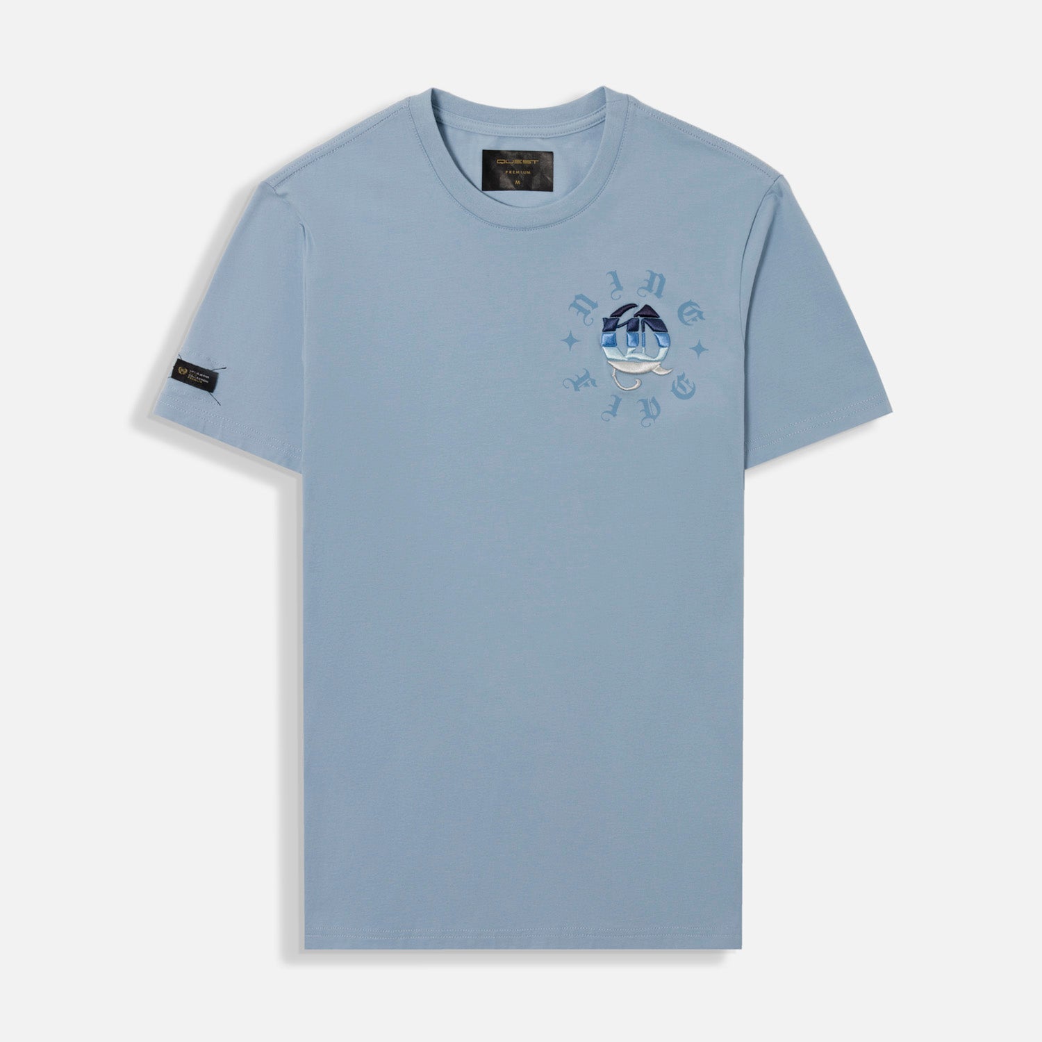 CAMISETA PREMIUM MANGA CORTA COLOR AZUL GLACIAR