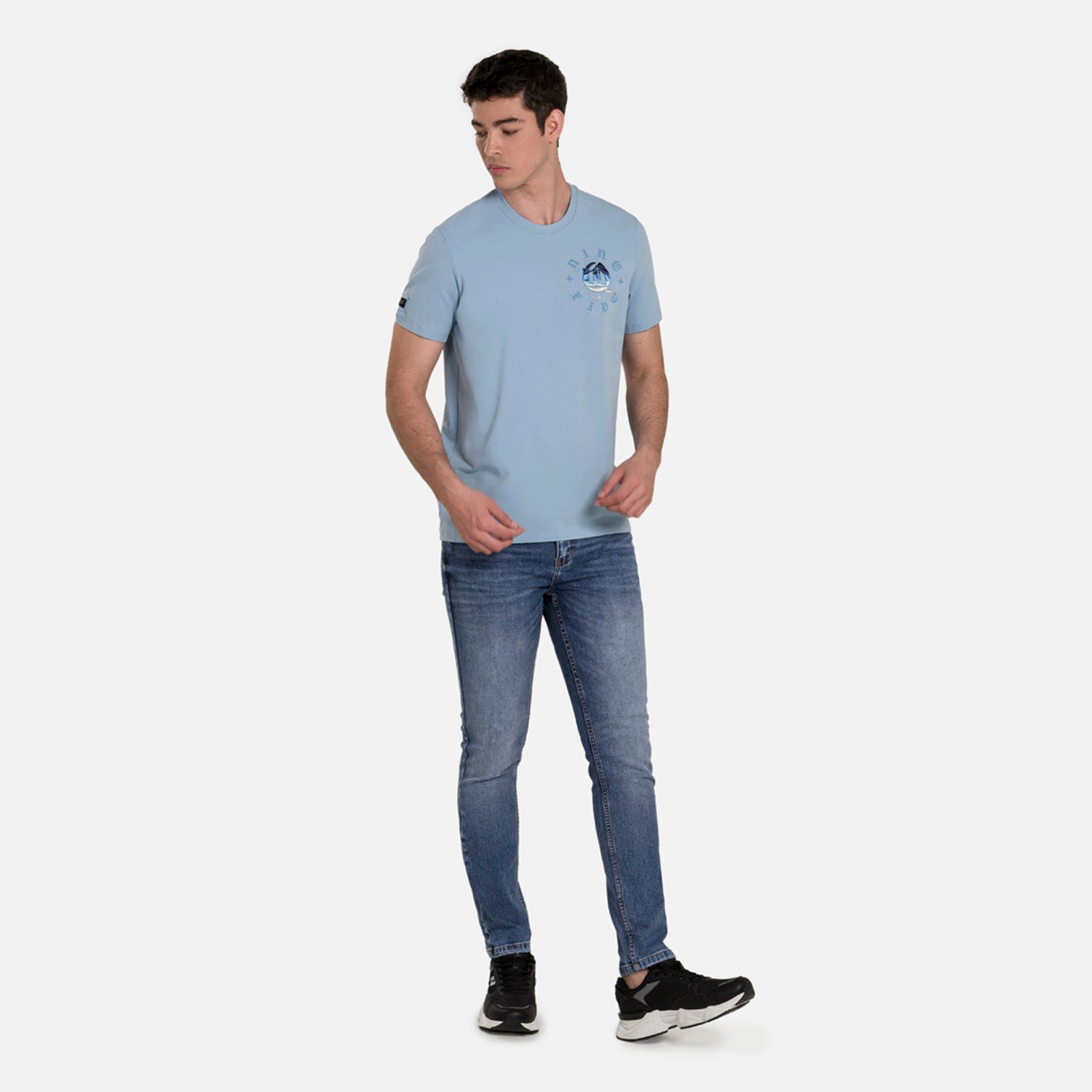 CAMISETA PREMIUM MANGA CORTA COLOR AZUL GLACIAR