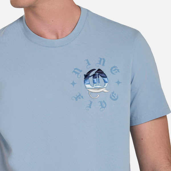 CAMISETA PREMIUM MANGA CORTA COLOR AZUL GLACIAR
