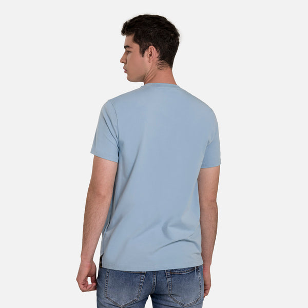 CAMISETA PREMIUM MANGA CORTA COLOR AZUL GLACIAR