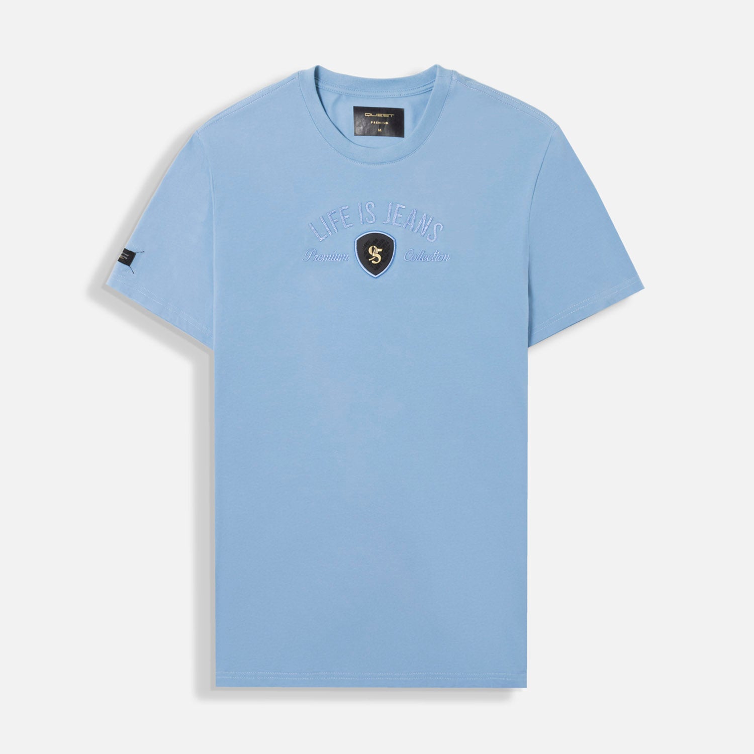 CAMISETA PREMIUM MANGA CORTA COLOR AZUL GLACIAR