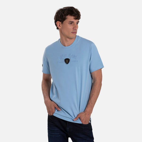 CAMISETA PREMIUM MANGA CORTA COLOR AZUL GLACIAR