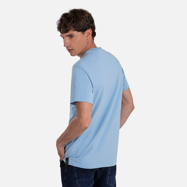 CAMISETA PREMIUM MANGA CORTA COLOR AZUL GLACIAR