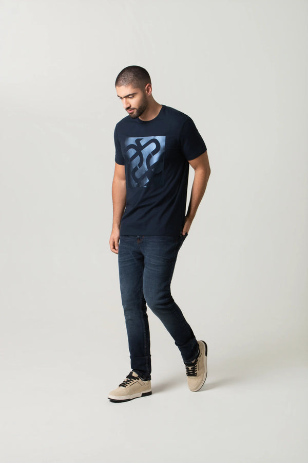 CAMISETA PREMIUM MANGA CORTA COLOR AZUL OSCURO